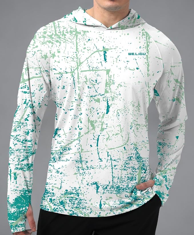 Men's UPF 50+ Sun Protection Hoodie Shirt Long Sleeve SPF Fishing Outdoor UV Hiking Lightweight Shirts