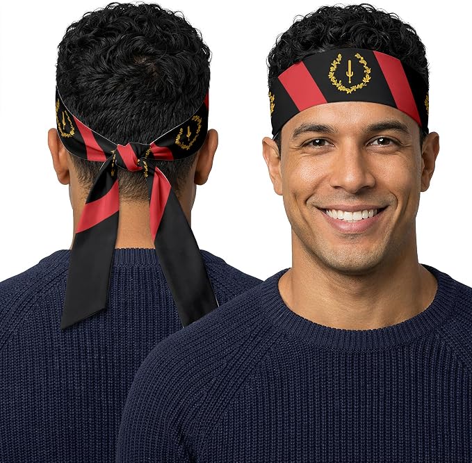 Tie Headband for Women & Men, Flag Patterned Sports Sweatband Head Wrap, Hair Bandana Accessory, 40" x 2.4"