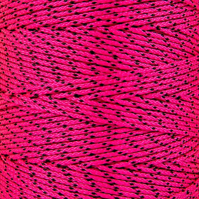 HONGDA Professional Masonry String Lines, 1000 Feet #18 Bonded Braided Nylon Mason Line, Durable and Versatile String for Masonry, Construction, Gardening, and DIY Projects, Pink with Black Spots