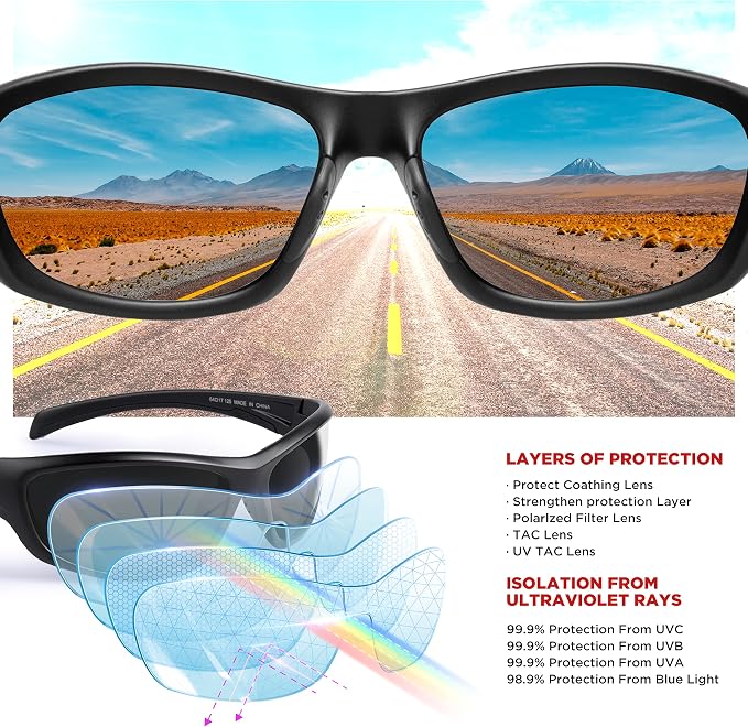 RIVBOS Polarized Sunglasses UV400 Protection for Men's and Women's Fishing, Cycling, and Outdoor Activities RB832