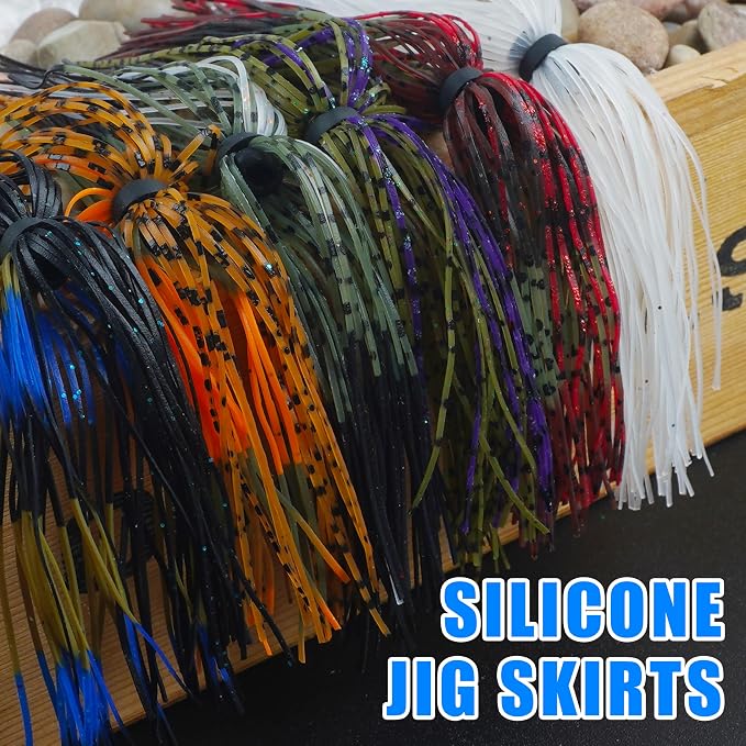Silicone Jig Skirts Spinnerbait Skirts 50 Strands Bass Fishing Lure Skirts Replacement for DIY Spinner Baits Buzzbaits Squid Jig Accessories