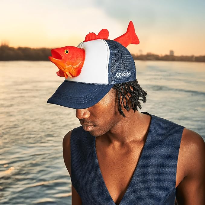 Coddies Bass Fish Hat - Hilarious Novelty Bass Fishing Hat, Perfect Gag Fishing Gift for Anglers, Dads & Fish Enthusiasts