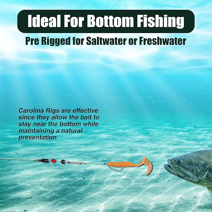 Reaction Tackle Carolina Rigs for Bass Fishing- Freshwater Saltwater - Brass Pre Rigged Kit- Fishing Weights Barrel Sinkers 6-Pack
