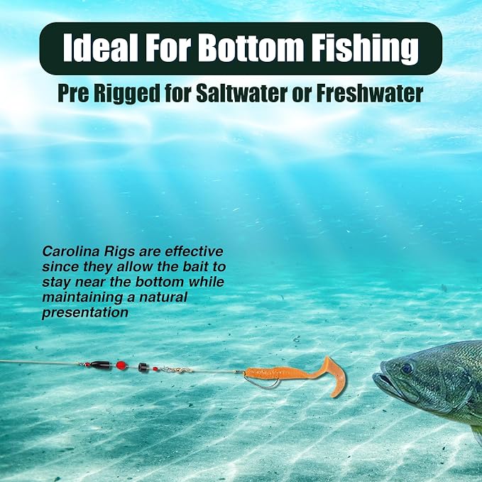 Reaction Tackle Carolina Rigs for Bass Fishing- Freshwater Saltwater - Brass Pre Rigged Kit- Fishing Weights Barrel Sinkers 6-Pack