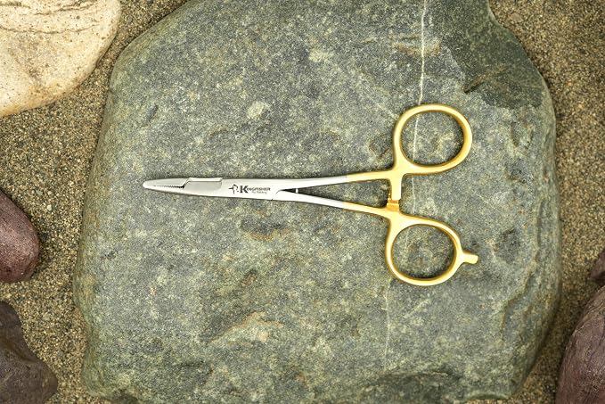 Kingfisher Fishing Accessory Fly Fishing Scissor Clamp Forcept Hemostat for Fly Fishing Hook Removal, Straight