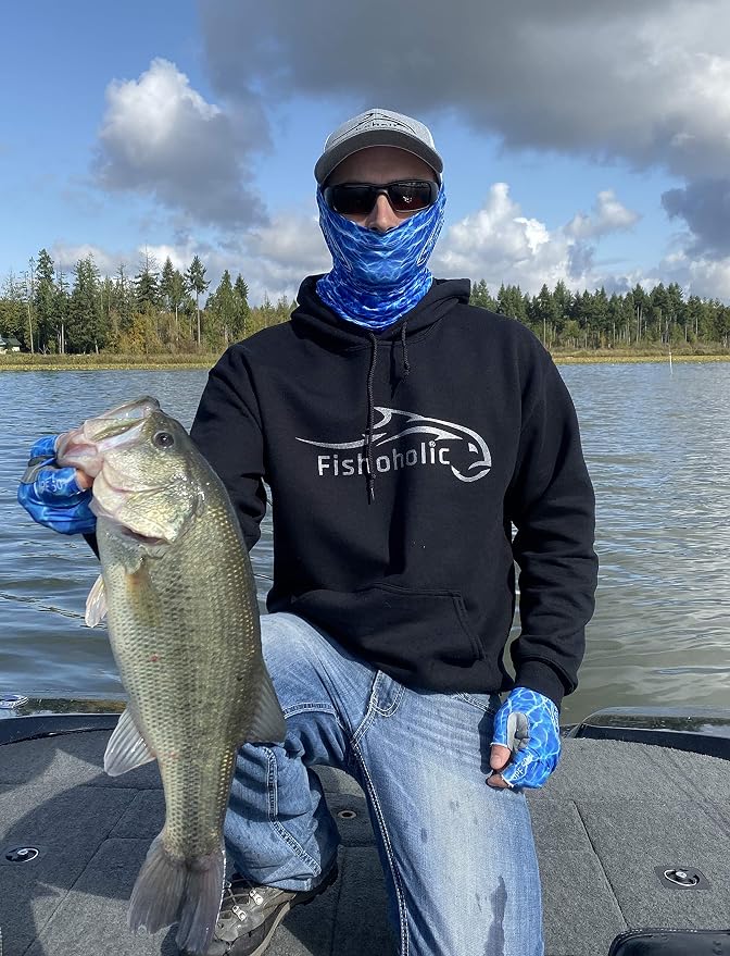Fishoholic UPF50+ Fingerless Fishing Gloves - Sticky Grip Sun Protection Glove - Kayaking Paddling or Rowing