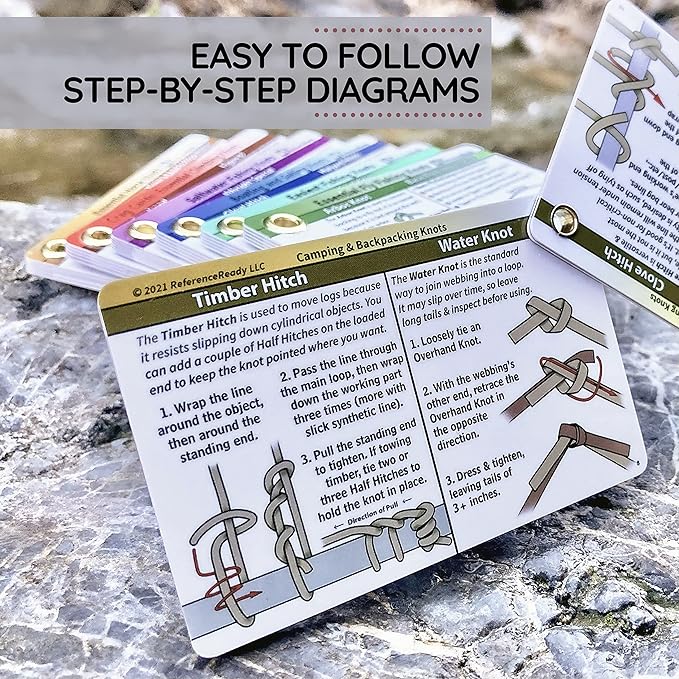 Complete Knot Card Bundle - 7 Pocket Guides Show How to Tie 76 Knots - Includes a Waterproof Booklet for Outdoors, Boating, Climbing, Horse, Easy Fishing, Fly Fishing, and Saltwater Angling