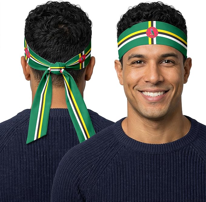 Tie Headband for Women & Men, Flag Patterned Sports Sweatband Head Wrap, Hair Bandana Accessory, 40" x 2.4"