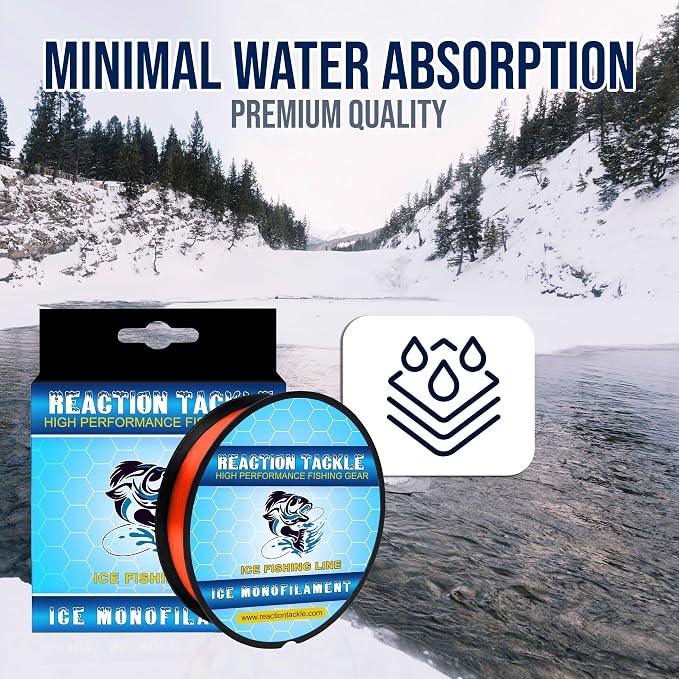 Reaction Tackle Ice Monofilament Fishing Line - High Performance Ice Fishing Line with Low Memory, High Abrasion Resistance, Freezing-Resistant - Strong and Sensitive 1000 Yard Spool Mono Line