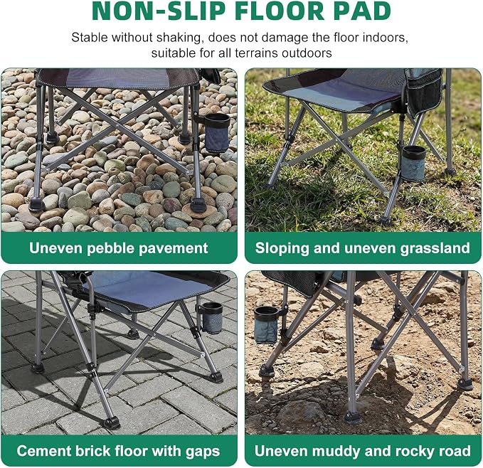 New Folding Fishing Chair with Rod Holder, 150Kg Heavy Duty All Terrain Chair with Side Pocket, Cup Holder, Portable Adults Armchair for Outdoor, Camping, Garden, Beach, Lawn, Picnic MB & B