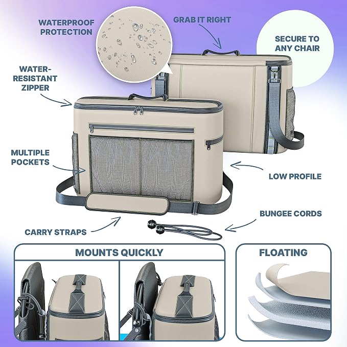 TidyFriend Kayak Cooler Behind Seat, Waterproof Cooler for Kayaking, Kayak Accessories Cooler Bag, Compatible with Lawn Chair Seat, Portable Ice Chest, Keeps Drinks Cold, Travel, Beach, Lunch