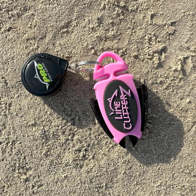 LINE CUTTERZ Patented Dual Hybrid Ceramic Cutter + Stainless Steel Micro Scissors Fishing Line Trimmer - Pink