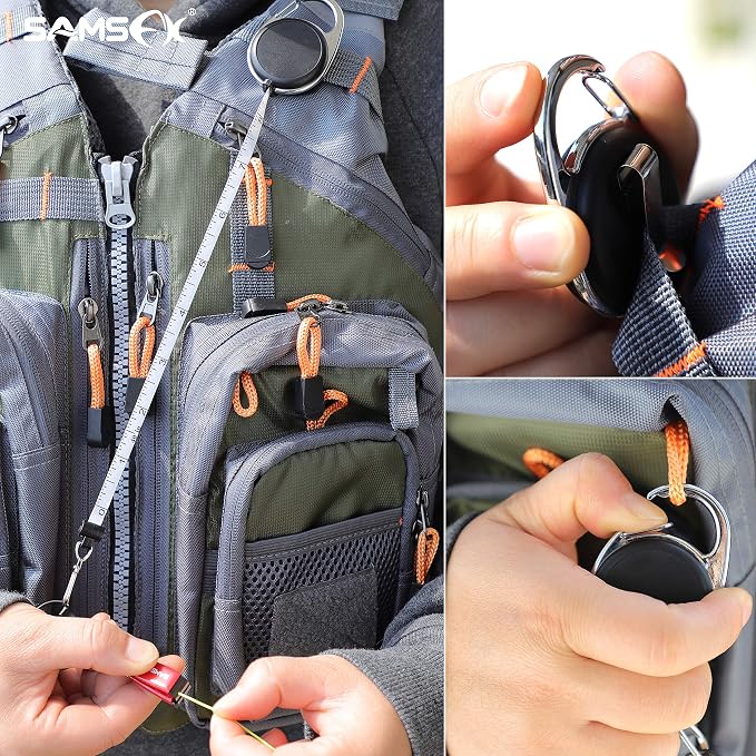 SAMSFX Fishing Zinger Retractors Retractable Tape Measure with Fly Fishing Knot Tying Tool Combo