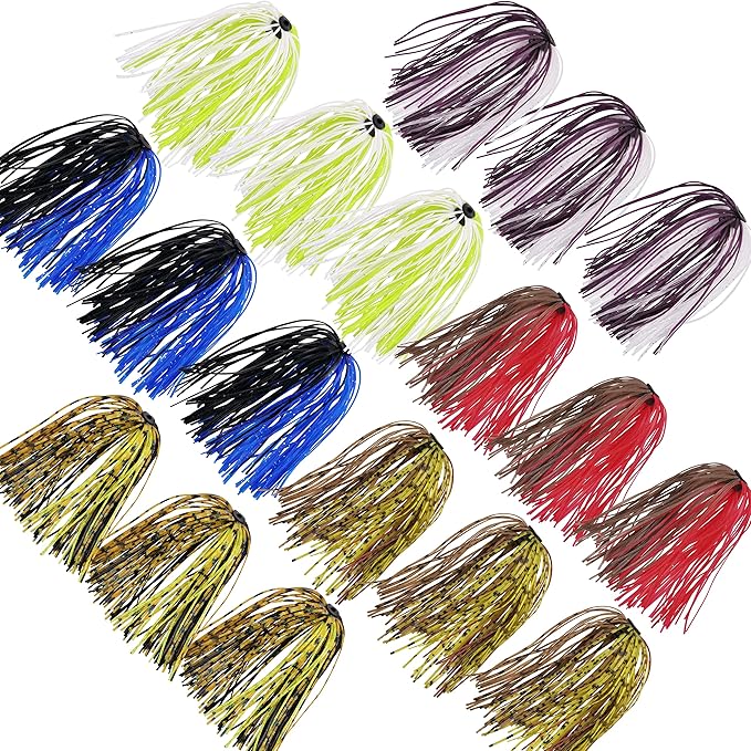 Silicone Jig Skirts Spinnerbait Skirts 50 Strands Bass Fishing Lure Skirts Replacement for DIY Spinner Baits Buzzbaits Squid Jig Accessories