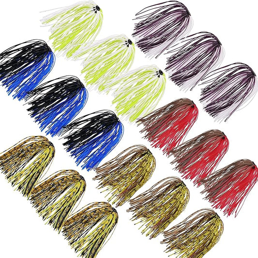 Silicone Jig Skirts Spinnerbait Skirts 50 Strands Bass Fishing Lure Skirts Replacement for DIY Spinner Baits Buzzbaits Squid Jig Accessories