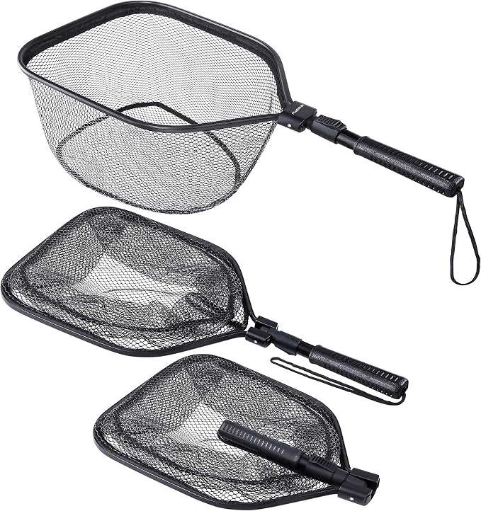 PLUSINNO Fly Fishing Net, Bass Trout Landing Net, Folding Fishing Nets Fresh Water, Safe Fish Catching or Releasing