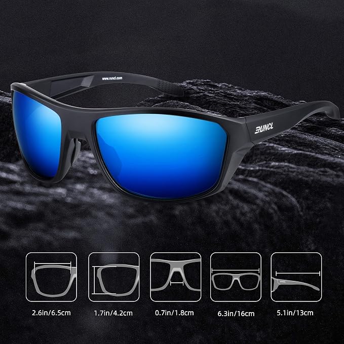 RUNCL Polarized Sports Sunglasses Billy, Fishing Sunglasses UV400 - Ultralight Floating TAC Lens, Anti-seawater Coating