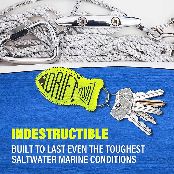 DriftFish Floating Keychain Key Float | Jumbo Size | Float 6 Keys | High Visibility | Waterproof | Boating and Fishing | Green and Orange