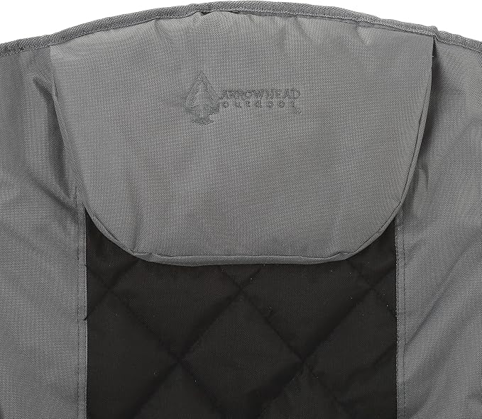 ARROWHEAD OUTDOOR Portable Deluxe Folding Camp Quad Chair w/Headrest, Glass & Cup Holders, Armest 6-can Cooler, Heavy Duty Carry Bag, 550 lbs Weight Capacity