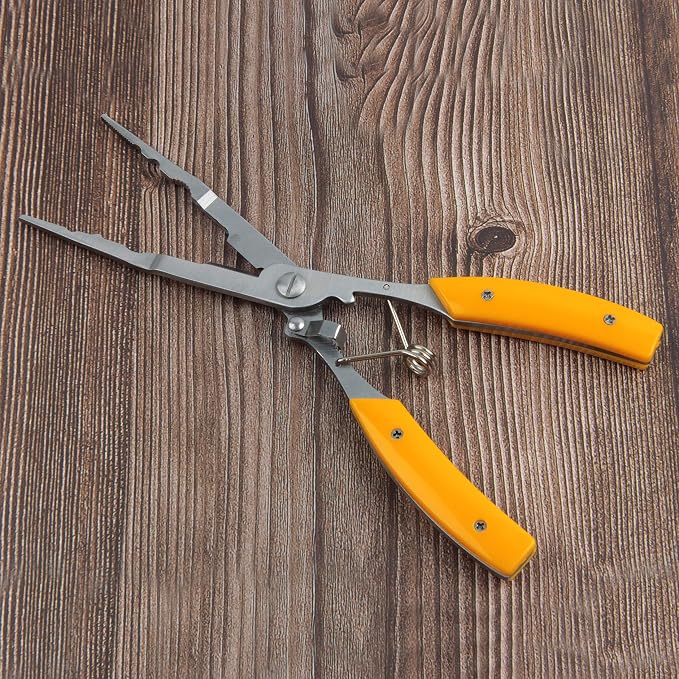 Fishing Pliers Hook Remover, Stainless Steel Long Nose Fish Pliers for Hook Remover Line Cutter Crimper Multi-Function Fishing Tool for Saltwater Freshwater