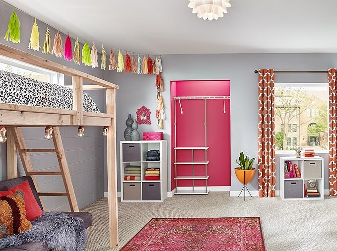 ClosetMaid® Maximizer™ Closet Accessory, Add Adjustable Storage Space, 4 Shelves, Double Hang Rod, Tool Free, Add On Unit, White