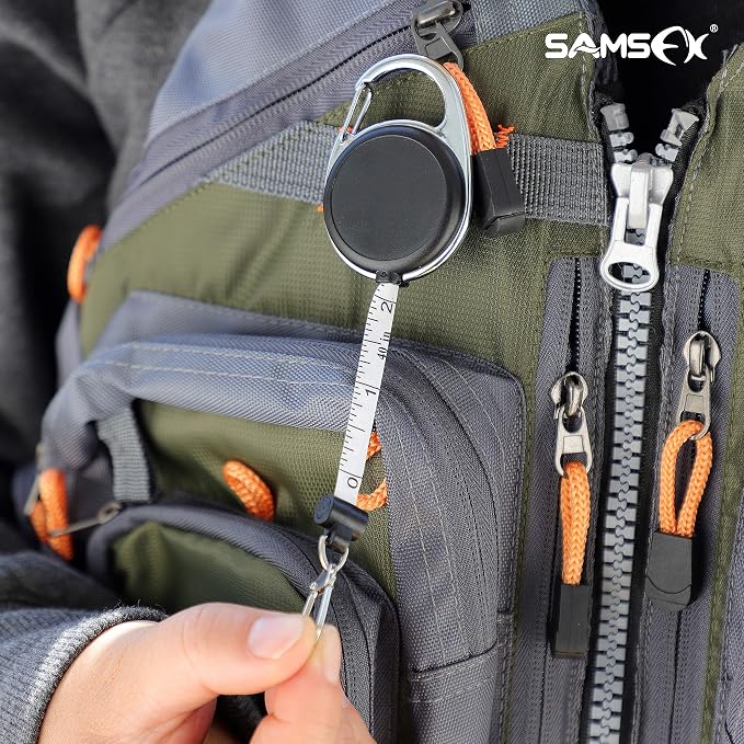 SAMSFX Fishing Zinger Retractors Retractable Tape Measure with Fly Fishing Knot Tying Tool Combo