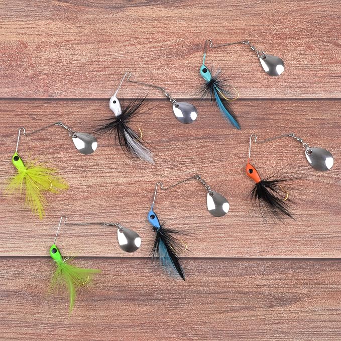 Spinnerbait Bass Fishing Lures Set,Mini Rooster Fishing Spinner Lure Multicolor Hard Metal Spinner Baits Jigs Lure for Bass Trout Pike Bluegill Freshwater Saltwater Fishing